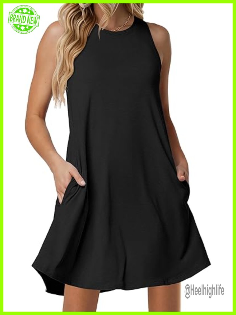 Women Summer Dress Built In Bra 2026 Casual Sleeveless Beach Sundress Flowy